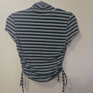 NWT Rue 21 Women's Top Size S Striped Gathered Sides Short Sleeve